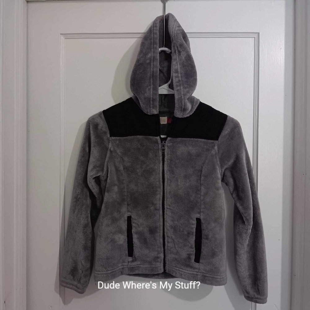KOHL'S SO GIRL'S GRAY & BLACK HOODED FLEECE - SIZE 7/8 - {SEE MEASUREMENTS}